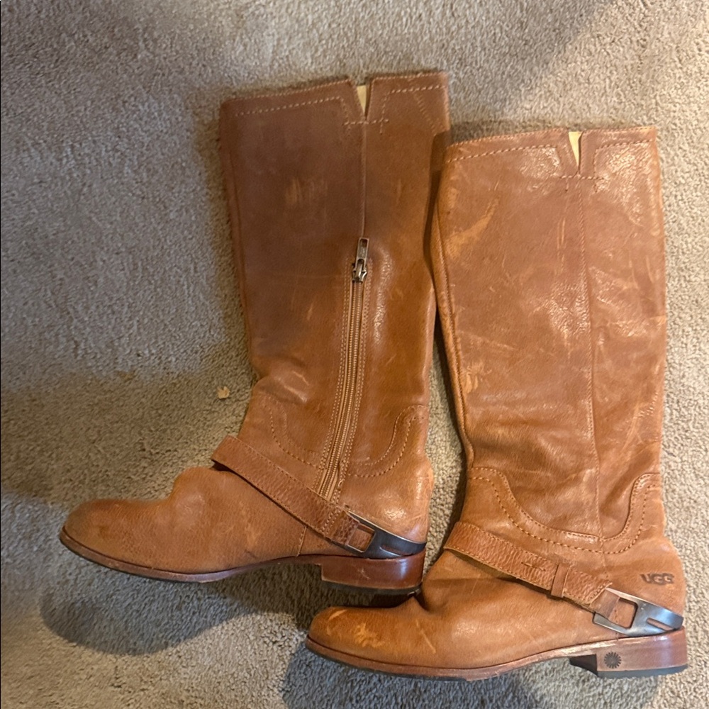 UGG Tan Leather Riding Boots